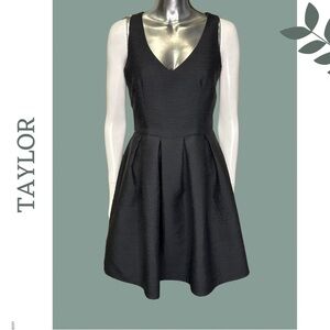 Taylor Women’s Fit & Flare Mini Dress Pleated Skirt Cutout Contrast Zipper Sz 4
